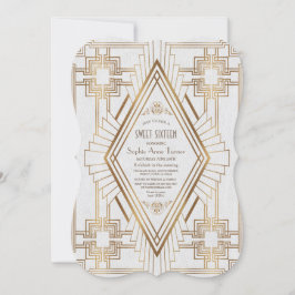 Glam Guld och White Underbar Gatsby Sweet 16 Inbjudningar