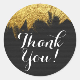 Glam Guld Paint på Black Modern Stylist Tack Runt Klistermärke