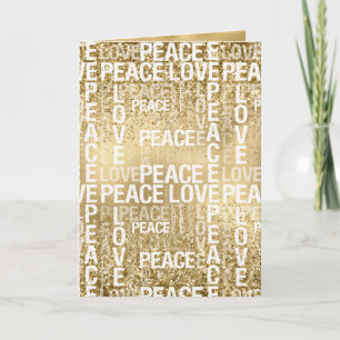 Glam Guld Peace Kärlek Glitter Kort