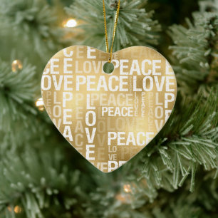 Glam Guld Peace Kärlek Julgransprydnad Keramik