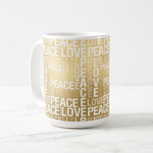 Glam Guld Peace Kärlek Kaffemugg