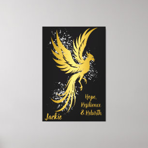 Glam Guld Phoenix Silver Glitter Monogram Black Canvastryck