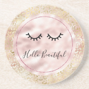 Glam Guld Ro  Rosa Leopard Skriv ut Eyelash Underlägg