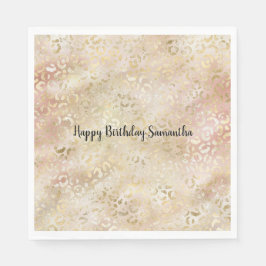 Glam Guld Ro  Rosa Leopard Skriv ut Pappersservett