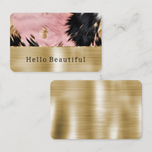 Glam Guld Rosa Black Cowhide Visitkort