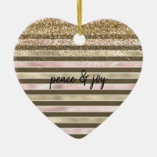 Glam Guld Rosa Brown Rand Glitter Gnistra Julgransprydnad Keramik