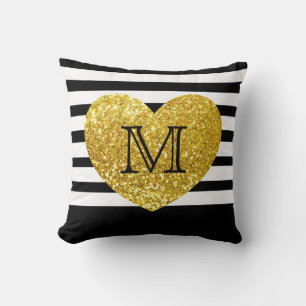 Glam/Guld Sequins Hjärt/Personlig strimlad Kudde