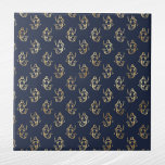 Glam Guld Sjöjungfru Navy Blue Kakelplatta<br><div class="desc">Blåbrig bricka med guld sjöjungfruar. Hex-koden för marinblått är #202A44.</div>