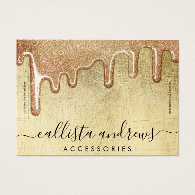 Glam Guld Thick Glitter Drives Bracelet Visning Visitkort (Framsidan)