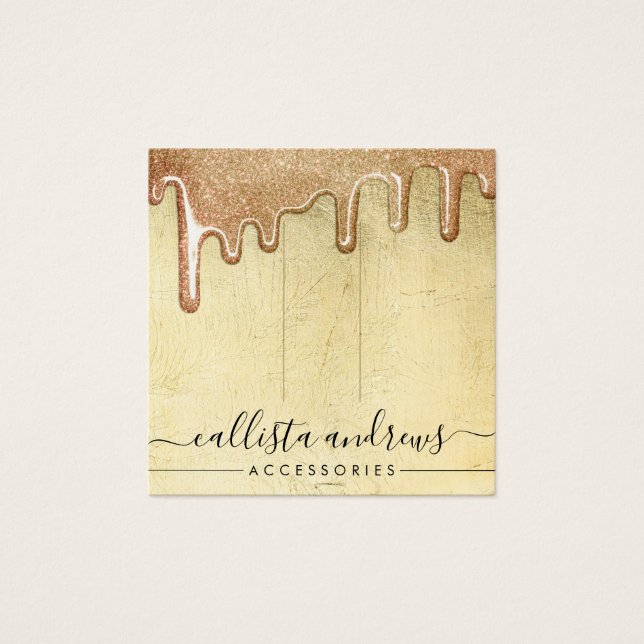 Glam Guld Thick Glitter Drives Hair Clip Visning Fyrkantigt Visitkort (Framsida)