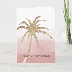Glam Guld Tropical Handflatan Rosa ombre Kort