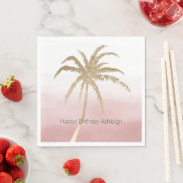 Glam Guld Tropical Handflatan Rosa ombre Pappersservett