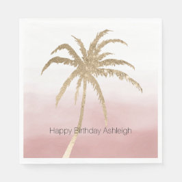  Glam Guld Tropical Handflatan Rosa ombre      Pappersservett