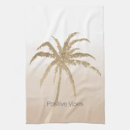 Glam Guld Tropical Handflatan Träd Ombre Kökshandduk