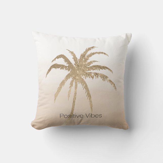 Glam Guld Tropical Handflatan Träd Ombre        Kudde (Framsida)