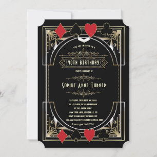 Glam Guld Underbar Gatsby Casino Night 50 Birthday Inbjudningar