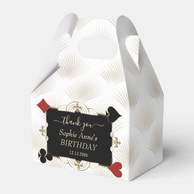 Glam Guld White Black Art Deco Birthday Presentaskar (Framsidan Sidan)