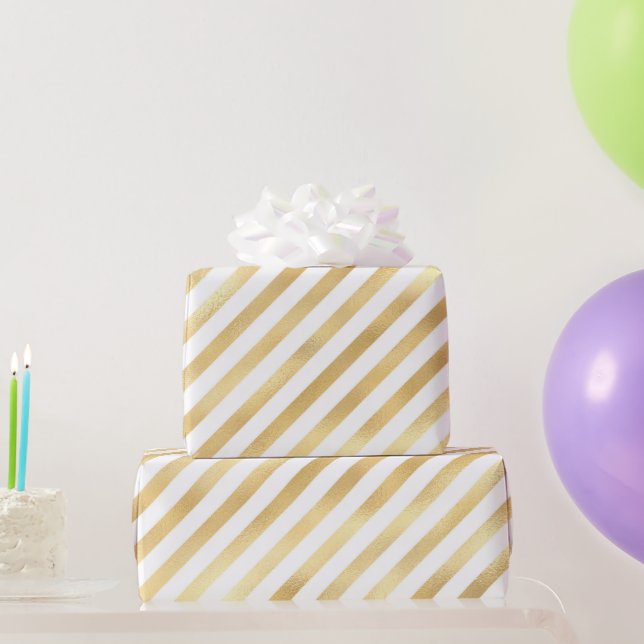 Glam Guld White Diagonal Rand Presentpapper (Festgåvor)