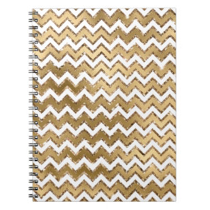 Glam Guld White Zigzag Rand Anteckningsbok