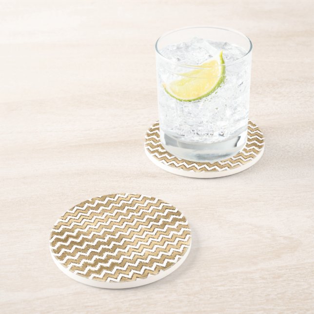 Glam Guld White Zigzag Rand Underlägg (Sidan)