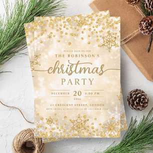 Glam Guld Winter Snö Diamonds jul Inbjudningar