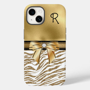 Glam Guld Zebra Rand Monogrammed