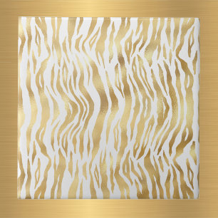 Glam Guld Zebra tryck White Kakelplatta