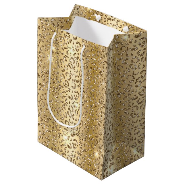 Glam Gult Guld Glitter Leopard (Framsidan Vinklad)