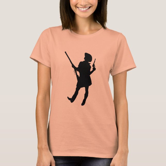 Glam Gun Girl - Cowgirl with Rifle T Shirt (Framsida)