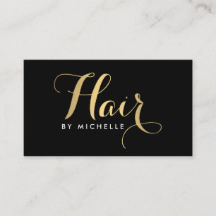 Glam Hairstylist-skript Guld / Black Visitkort