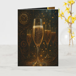 Glam Happy New Year Steampunk Champagne  Kort