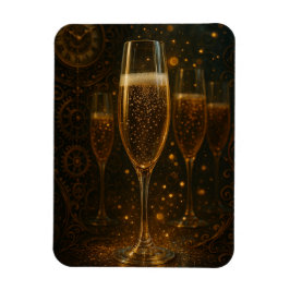 Glam Happy New Year Steampunk Champagne  Magnet