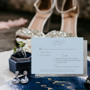 Glam Himmel Blue Silver Text Bröllop OSA Card Kort