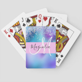 Glam Holografisk Siren Glitter Gnista Monogram Casinokort