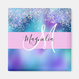 Glam Holografisk Siren Glitter Gnistra Monogram Magnet