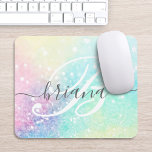 Glam Holografiska Glitter Colorful Söt Mönster Musmatta<br><div class="desc">Anpassa enkelt den här söt färglösa holografiska bakgrunden för glitter med anpassningsbar monogram och/eller namn.</div>