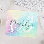 Glam Holografiska Glitter Colorful Söt Mönster Musmatta<br><div class="desc">Anpassa enkelt den här söt färglösa holografiska bakgrunden för glitter med anpassningsbar monogram och/eller namn.</div>