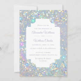 Glam Holografiska Glitter Modern Bröllop Inbjudningar
