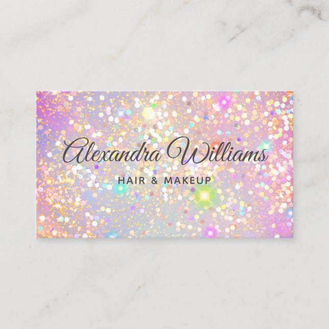 Glam Holography Glitter Modern Trendig Rosa Visitkort (Framsida)