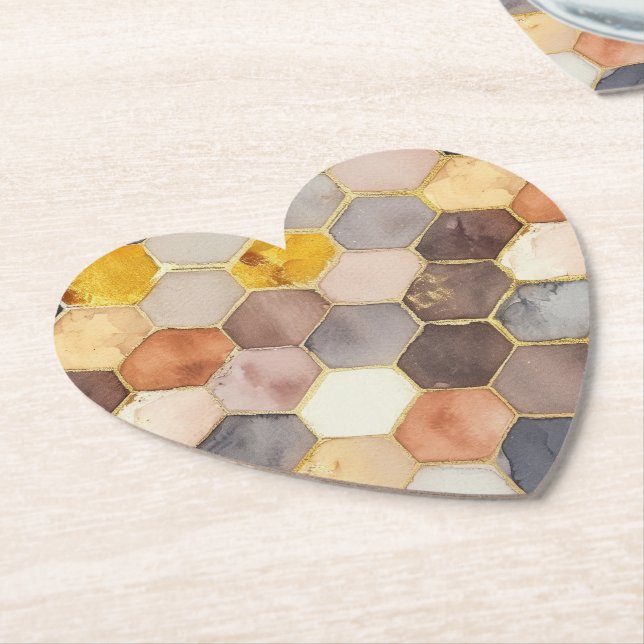 Glam Honey Comb Blush Champagne Abstract Underlägg Papper (Vinklad)