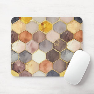 Glam Honey Comb Rodnad Champagne Abstrakt Musmatta