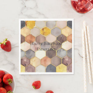 Glam Honey Comb Rodnad Champagne Abstrakt Pappersservett