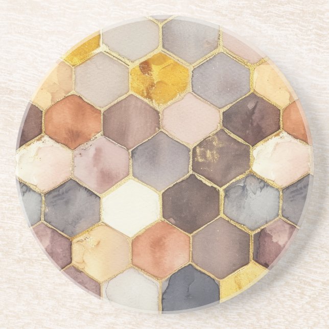 Glam Honey Comb Rouge Champagne Abstrakt Underlägg (Framsidan)