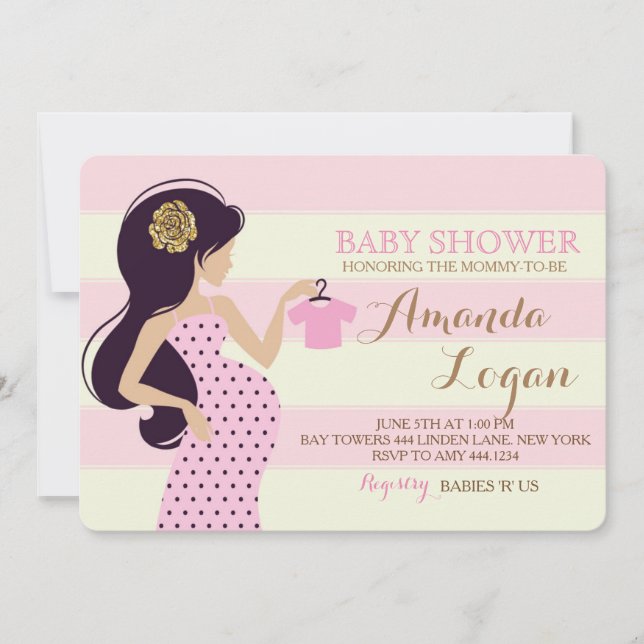 Glam inbjudningar för mammababy showerflicka (Framsida)