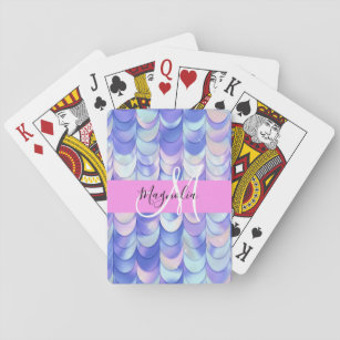 Glam Iridescent Blue Sjöjungfru Scales Namn Monogr Casinokort