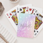 Glam Iridescent Glitter Personlig Colorful Casinokort<br><div class="desc">Anpassa enkelt den här eleganten färglös bokeh glitter mönster med ditt eget namn och/eller monogram.</div>