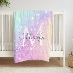 Glam Iridescent Glitter Personlig Colorful Fleecefilt