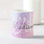 Glam Iridescent Glitter Personlig Colorful Kaffemugg<br><div class="desc">Anpassa enkelt den här eleganten färglös bokeh glitter mönster med ditt eget namn och/eller monogram.</div>