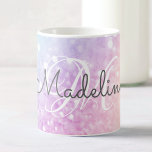 Glam Iridescent Glitter Personlig Colorful Kaffemugg<br><div class="desc">Anpassa enkelt den här eleganten färglöst bokeh faux glitter mönster med ditt eget namn och/eller monogram.</div>