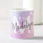 Glam Iridescent Glitter Personlig Colorful Kaffemugg<br><div class="desc">Anpassa enkelt den här eleganten färglös bokeh glitter mönster med ditt eget namn och/eller monogram.</div>